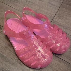 Toddler glitter fisherman crocs size 8